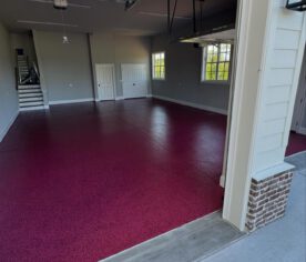 Custom Red Color Flake Floor Installation from Titan Garage Flooring 1