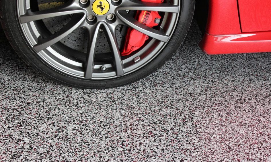Floor coating view with Ferrari wheel