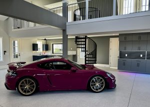 Custom Garage Floor Transformation with a Porsche GT4 Inside