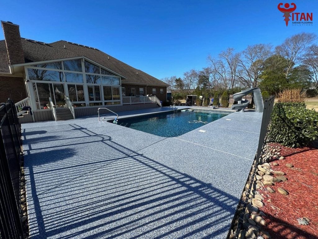 Concrete Coated Patio Pool Deck Flooring by Titan Flooring Solutions