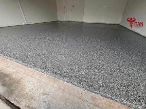 Finished polyaspartic-concrete coated floor